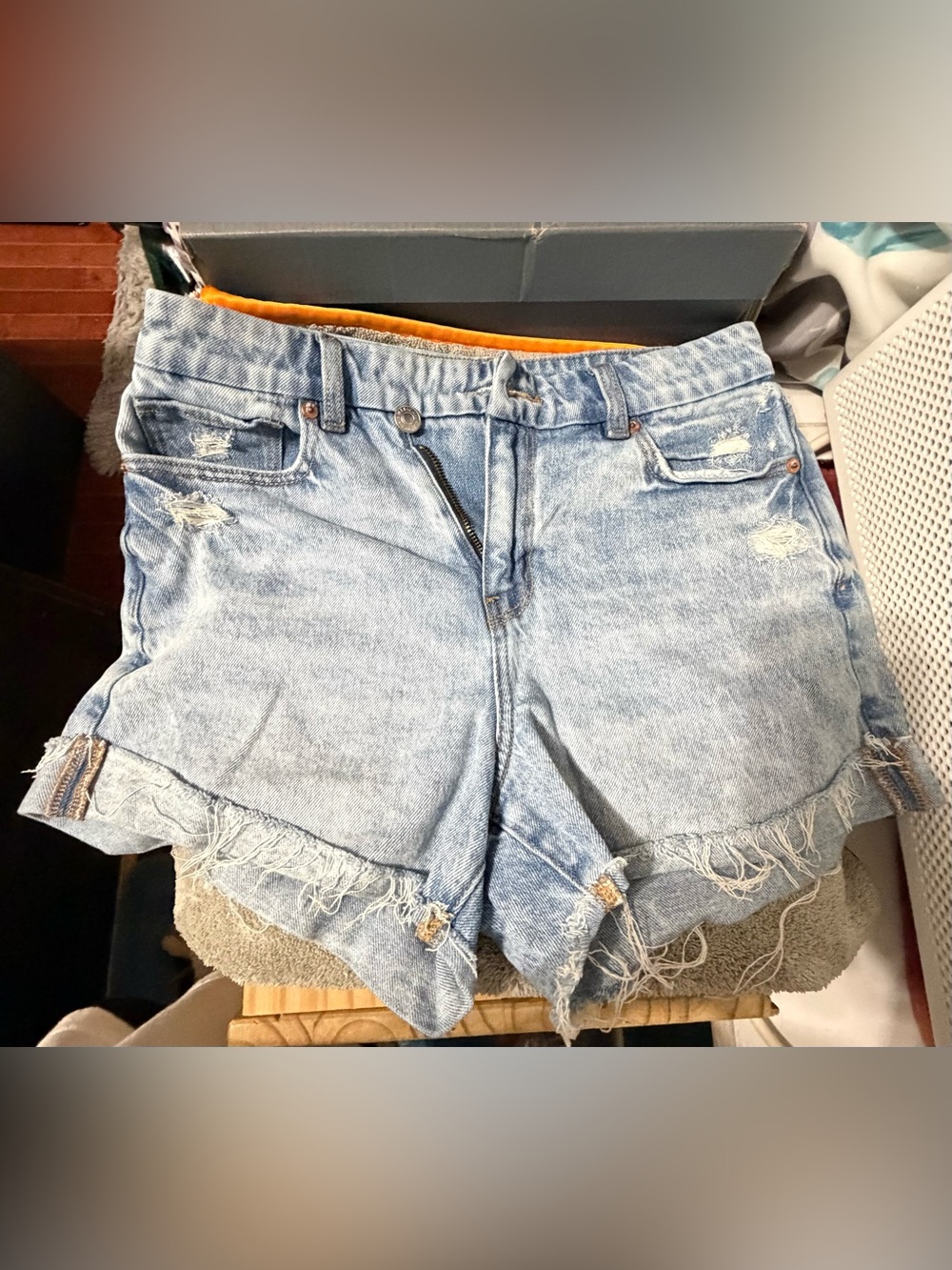 American Eagle Outfitters Light Blue Distressed Denim Cutoff Shorts